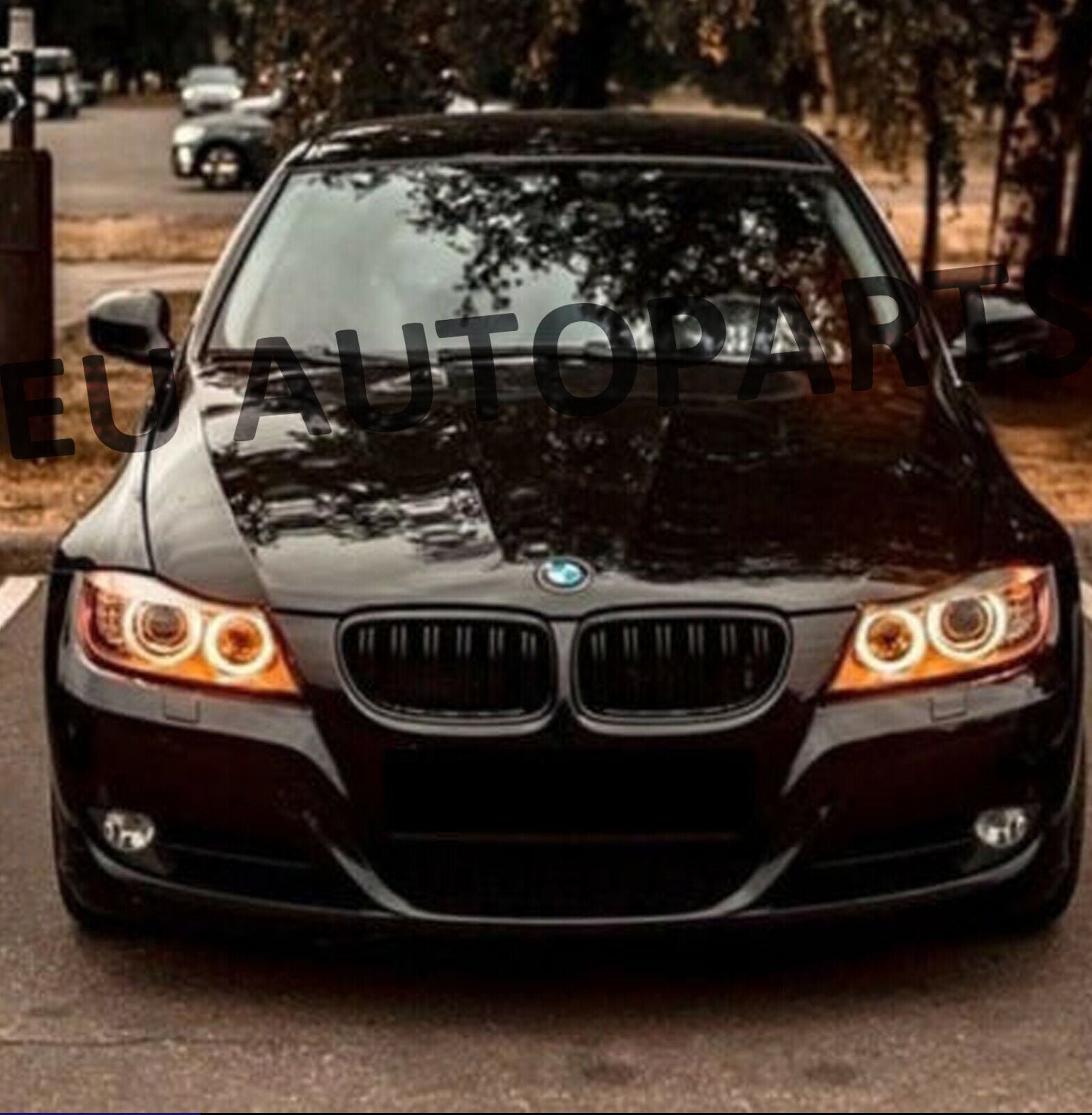 FRONT DUAL KIDNEY GRILLE FOR BMW 3 SERIES E90 E91 09-12 LCI M STYLE GLOSS BLACK