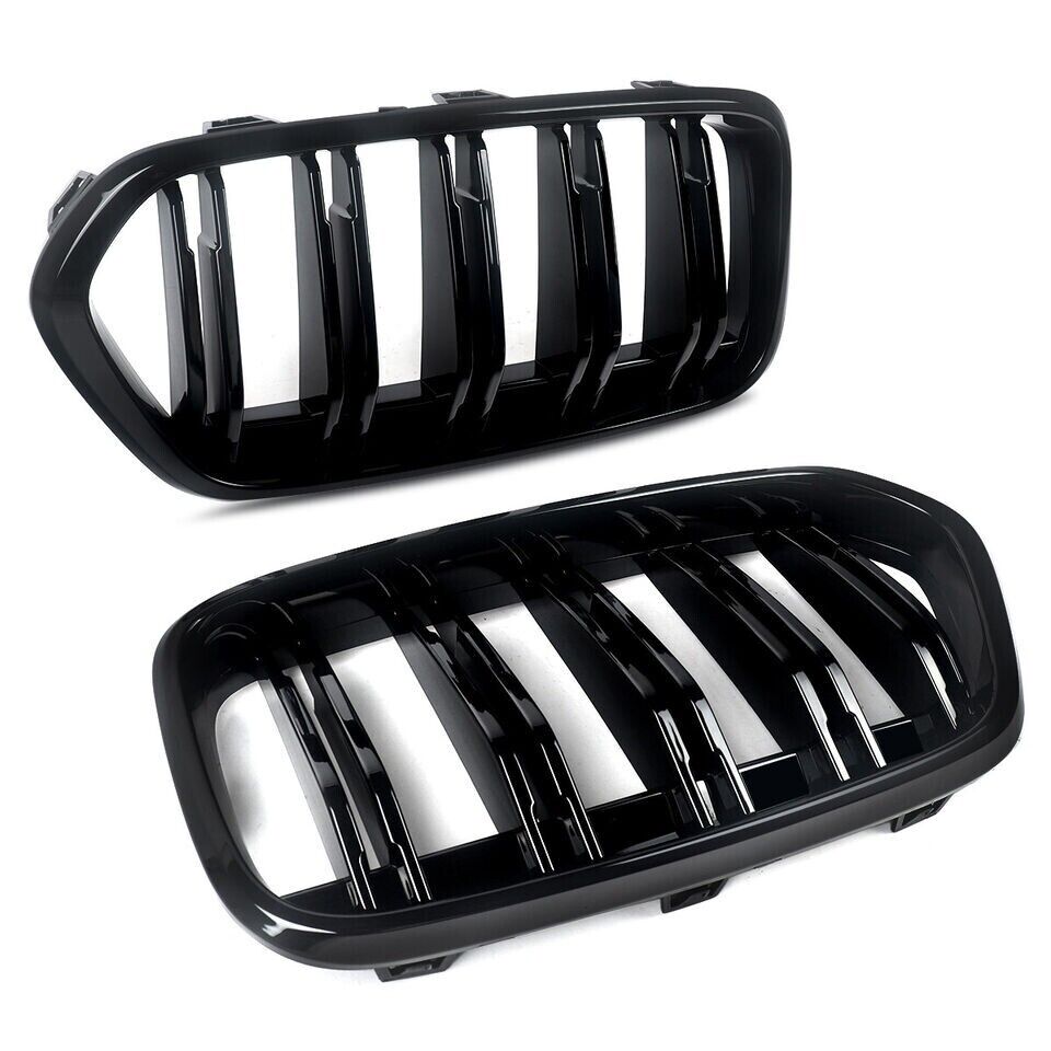 FOR BMW X2 SERIES F39 DOUBLE FRONT KIDNEY GRILLE GRILL GLOSS BLACK 2017-23