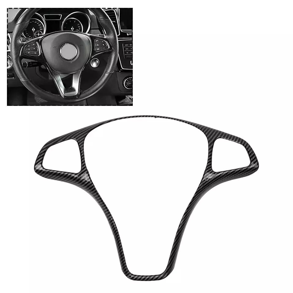 CARBON LOOK DECAL FOR MERCEDES W213 W205 X253 C E GLC STEERING WHEEL PANEL TRIM