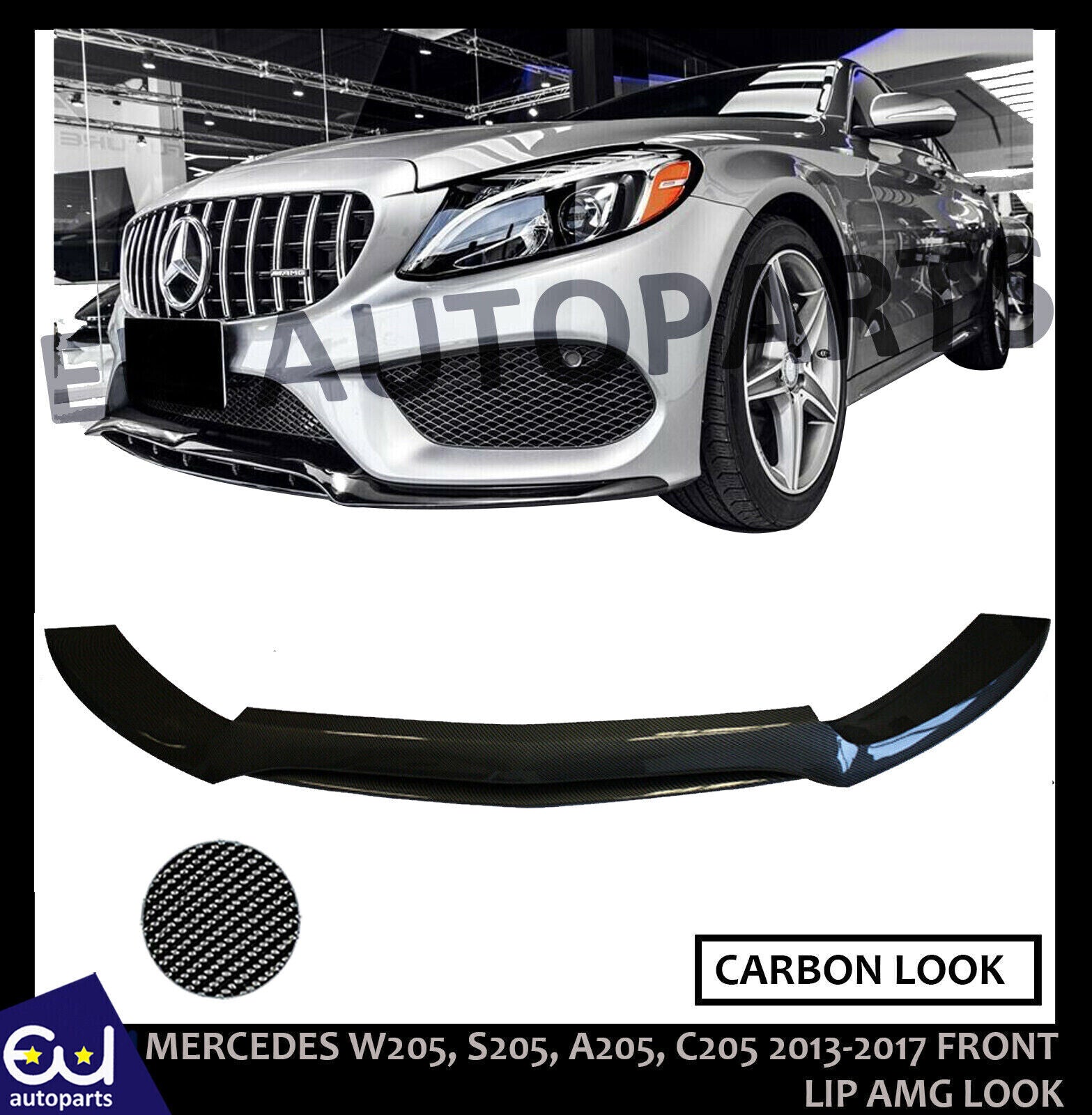 FOR MERCEDES C CLASS W205 A205 C205 S205 C43 AMG LOOK FRONT SPLITTER LIP 13-18