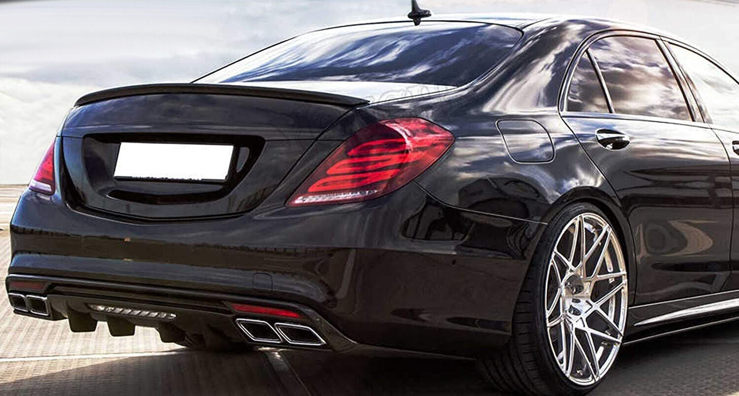FOR MERCEDES S CLASS W222 REAR BOOT TRUNK SPOILER AMG STYLE GLOSS BLACK 14-2020