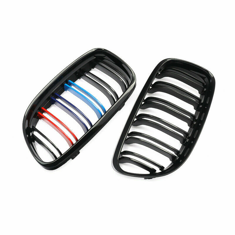 M COLOR BLACK TWIN BAR KIDNEY GRILLE GRILL FOR BMW 3 SERIES E90 E91 LCI 08-2011