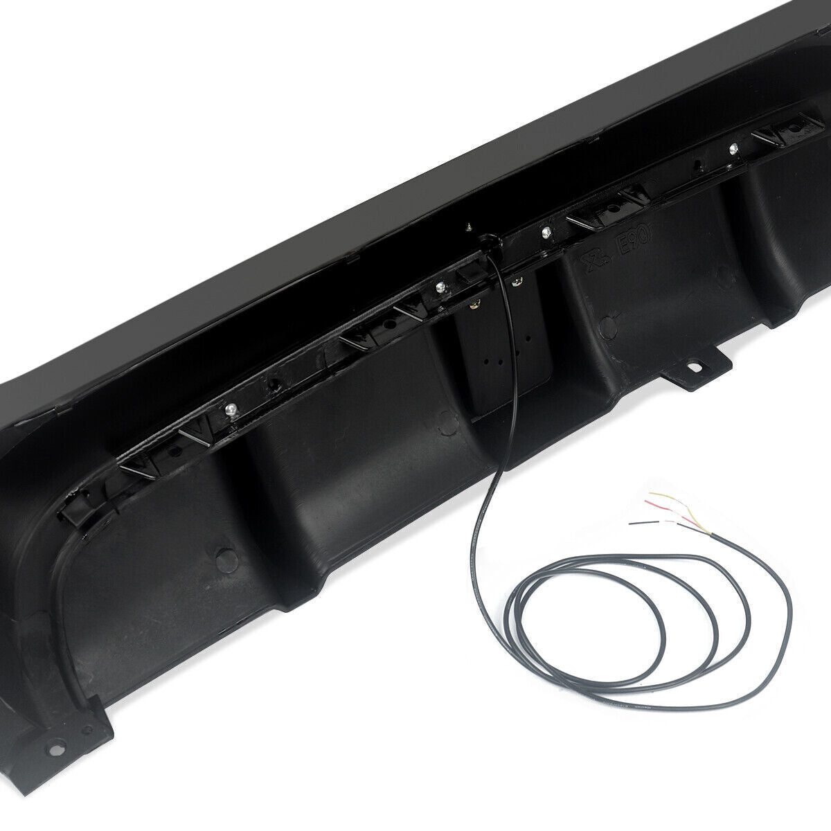 FOR BMW 3 SERIES E90 E91 M SPORT REAR DIFFUSER DUAL EXHAUSTS GLOSS BLACK W/ LED