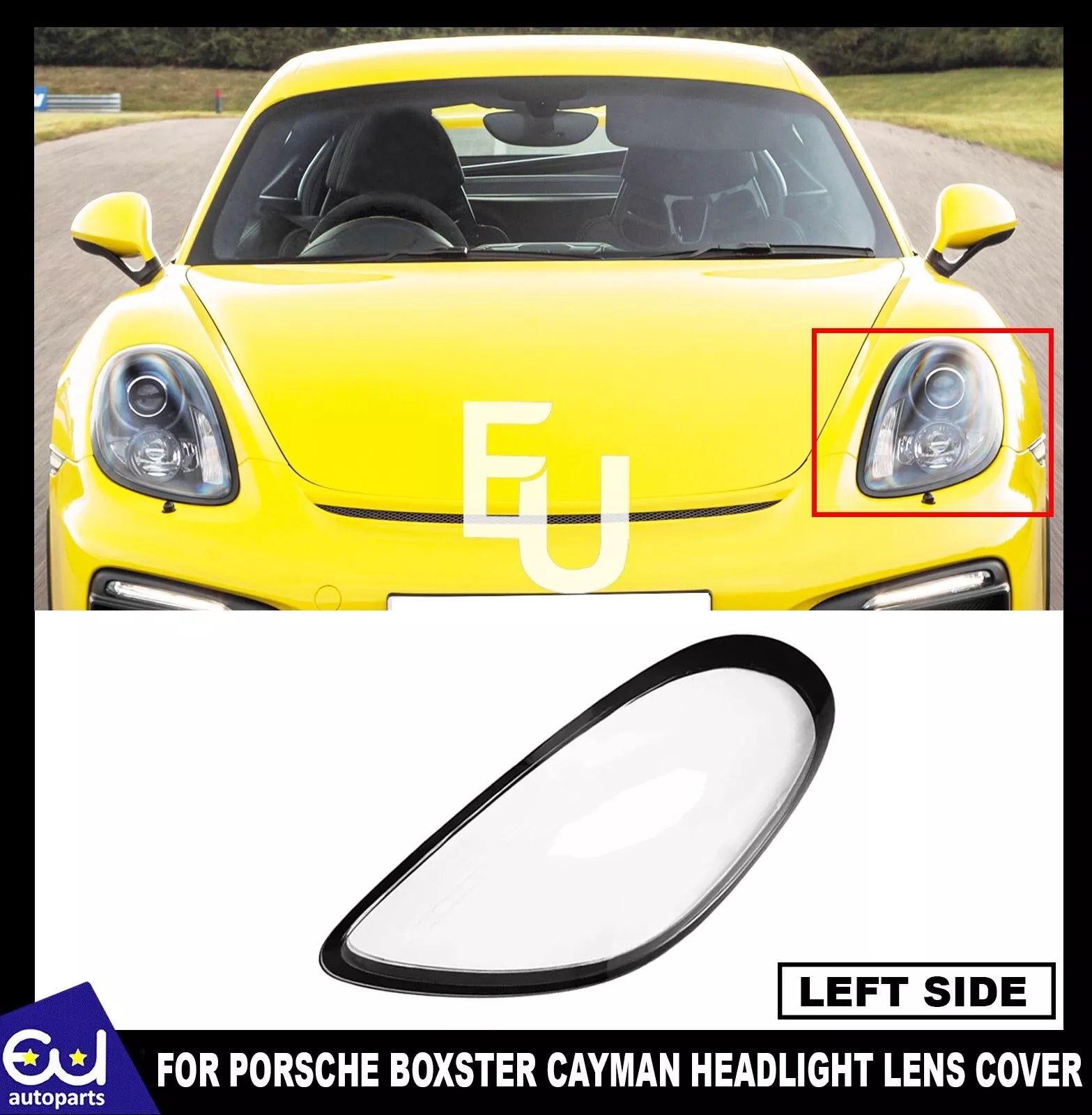 LEFT PASSENGER SIDE HEADLIGHT LENS COVER FOR PORSCHE BOXSTER CAYMAN 981 2012-16