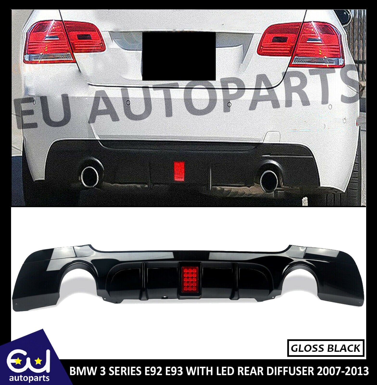 REAR BUMPER LIP DIFFUSER W/ LED FOR BMW 3 SERIES E92 E93 335I 2D M-TECH 07-13