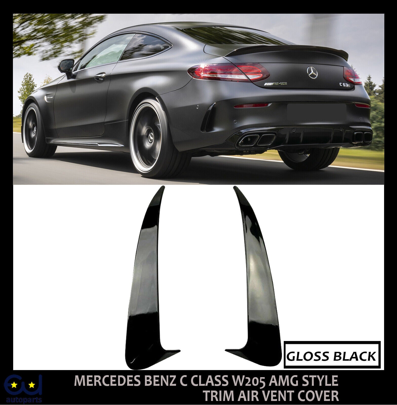 REAR BUMPER SPOILER TRIM AIR VENT COVER FOR MERCEDES BENZ C CLASS C205 AMG STYLE