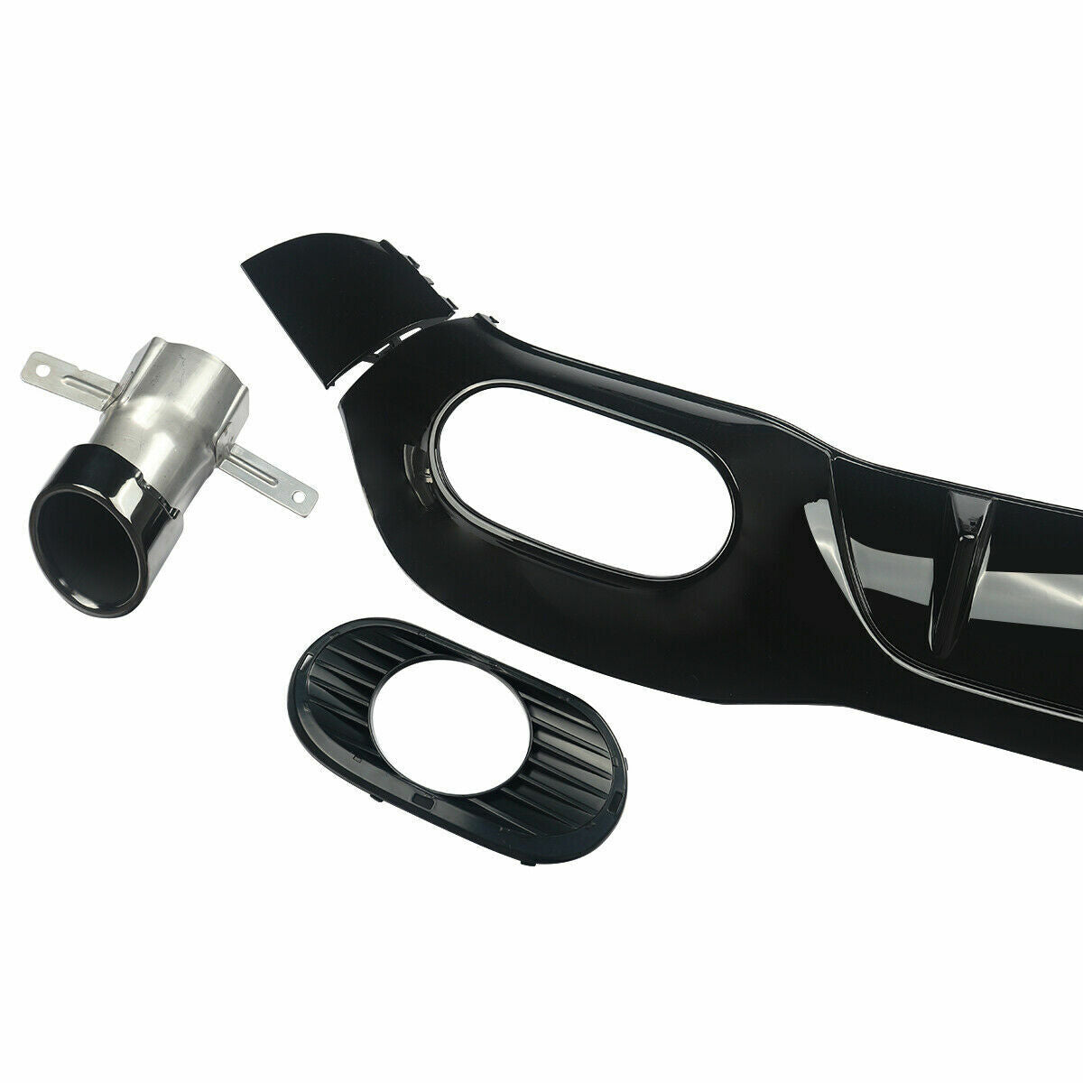 FOR MERCEDES A CLASS W177 AMG A35 A35S LOOK REAR DIFFUSER+TAILPIPES GLOSS BLACK