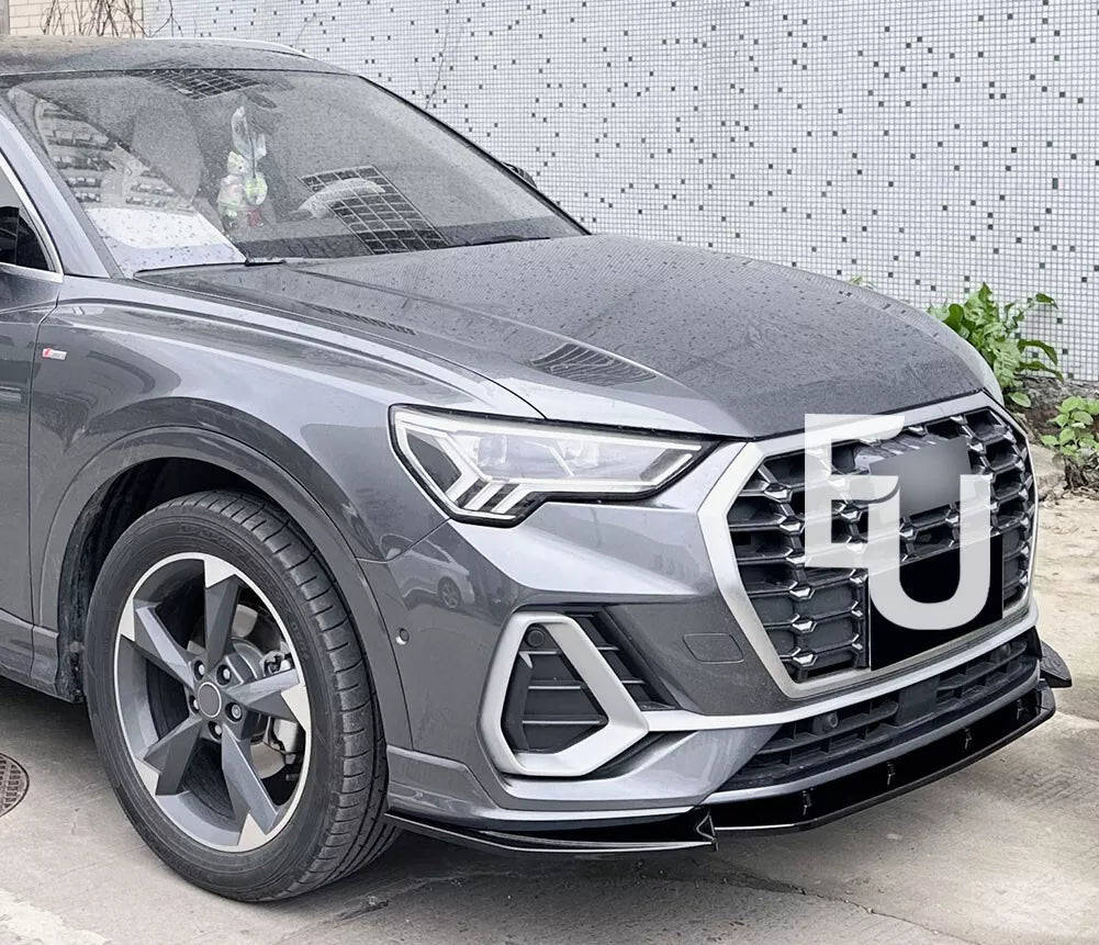 FOR AUDI Q3 F3 S LINE FRONT BUMPER LIP SPLITTER SPOILER GLOSS BLACK 2018-2024