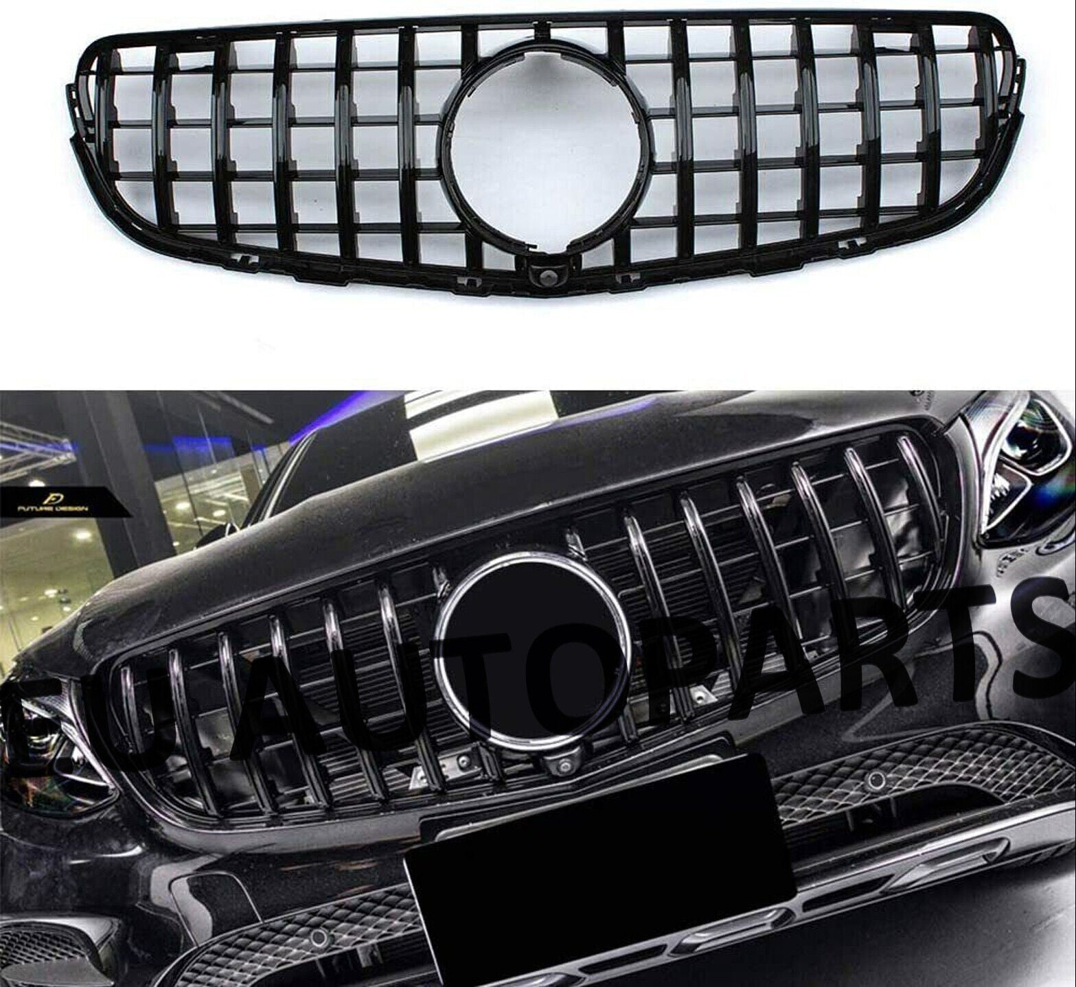 Mercedes GLC Class W253 Grill Black Panamericana GT Style – Carbon Accents