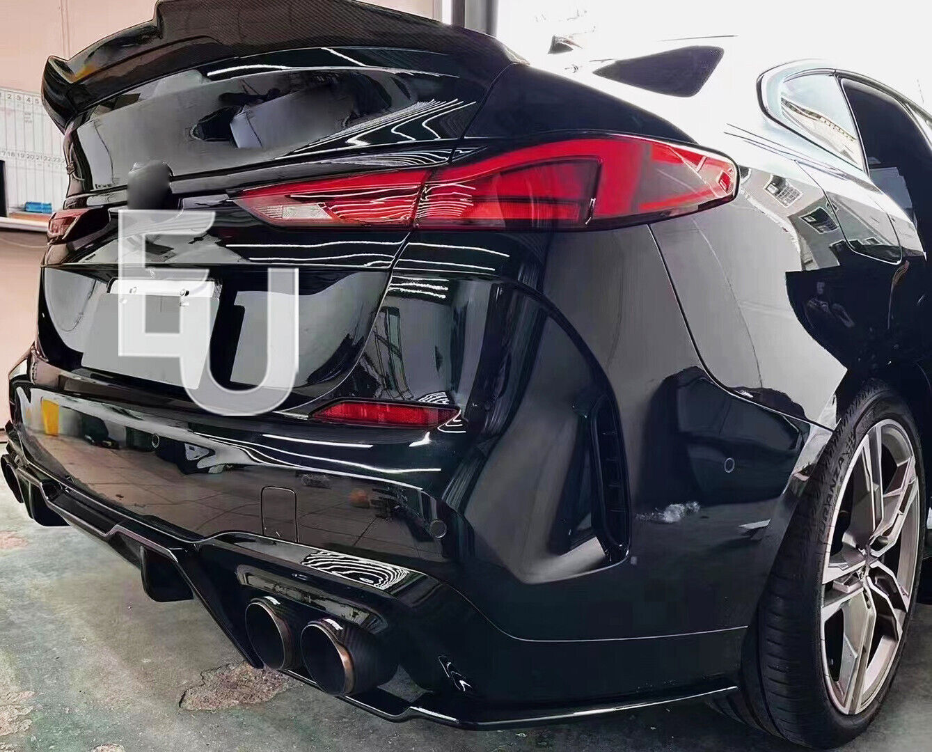 FOR BMW 2 SERIES F44 GLOSS BLACK REAR BUMPER DIFFUSER GRAN COUPE 2020+