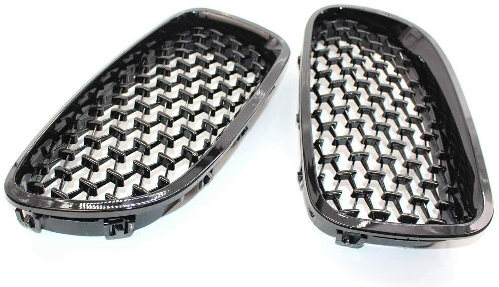 FOR BMW 5 SERIES F10 F11 FRONT BUMPER KIDNEY GRILLE GRILL GLOSS BLACK DIAMOND