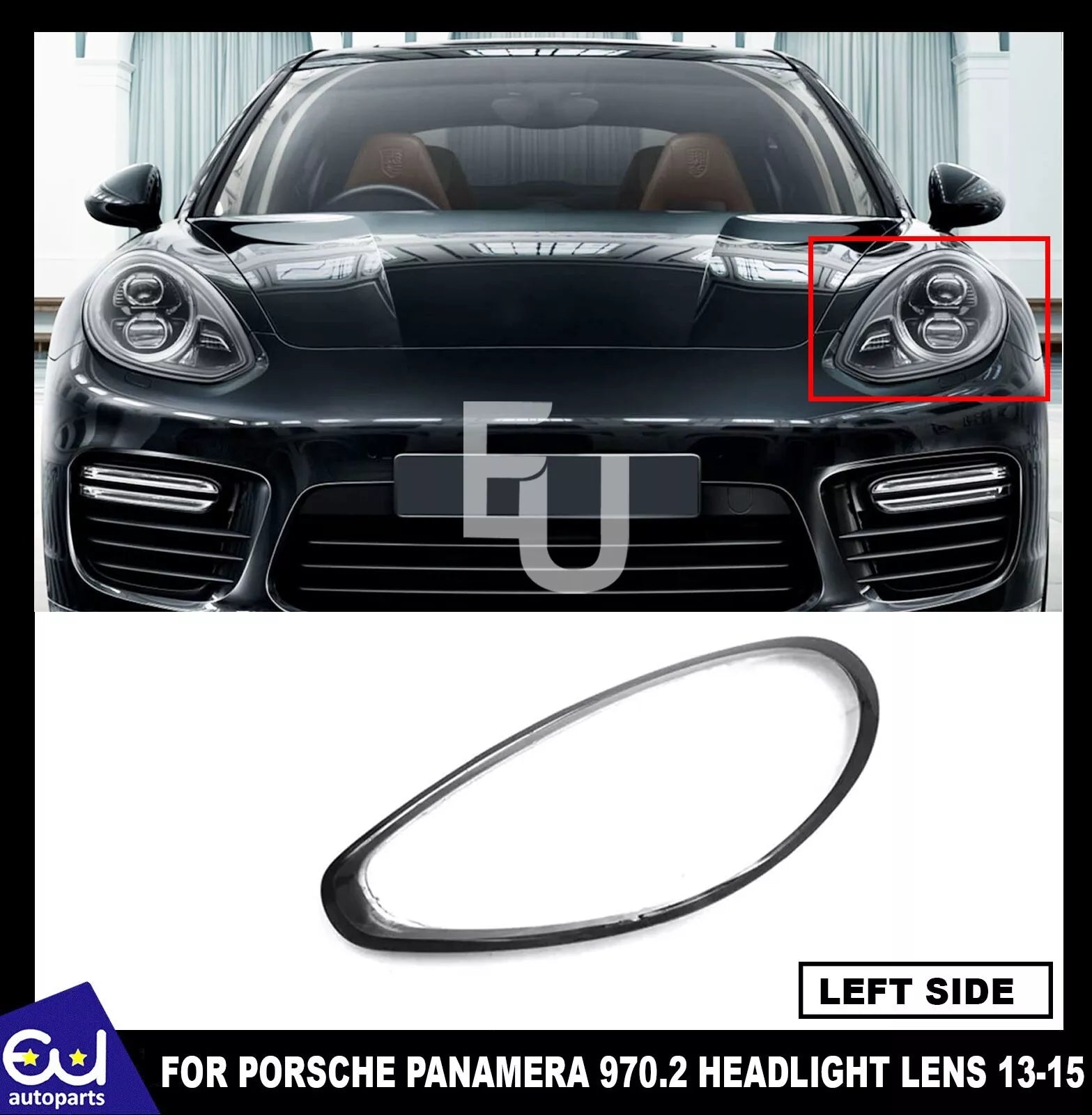 LEFT PASSENGER SIDE HEADLIGHT GLASS LENS COVER FOR PORSCHE PANAMERA 970 13-15
