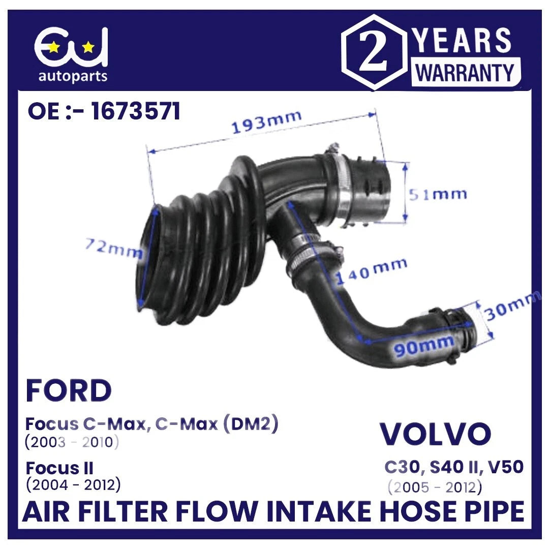 AIR FILTER FLOW INTAKE HOSE PIPE FOR FORD FOCUS MK2 C-Max 1.6 TDCI Volvo 1673571
