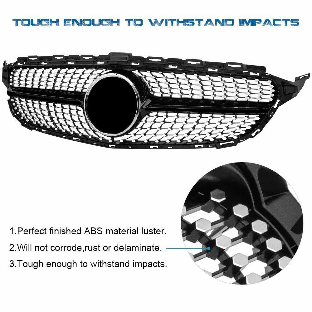 FOR MERCEDES W205 C205 C CLASS BLACK DIAMOND FRONT GRILL GRILLE AMG C43 15-18