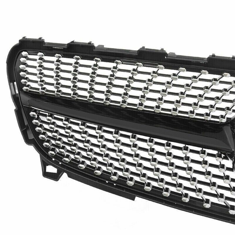 FOR MERCEDES A CLASS W176 LCI GLOSS BLACK CHROME GRILL GRILLE DIAMOND LOOK 16-18