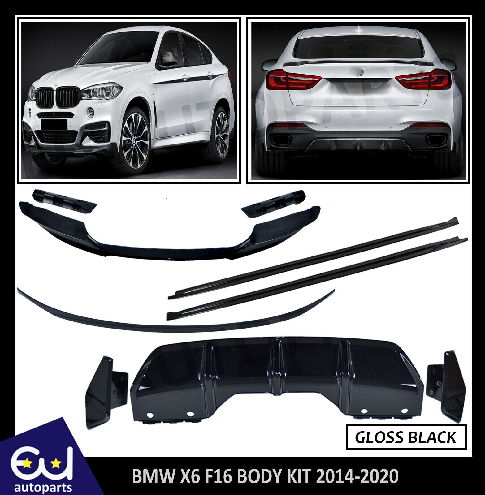 FOR BMW X6 F16 X6M STYLE BODYKIT BODY KIT FRONT LIP SIDE SKIRT DIFFUSER SPLITTER