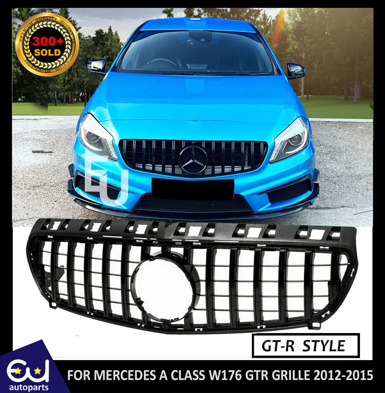GRILLE FOR MERCEDES A CLASS W176 12-15 A45 GTR GT PANAMERICANA LOOK BLACK GRILL