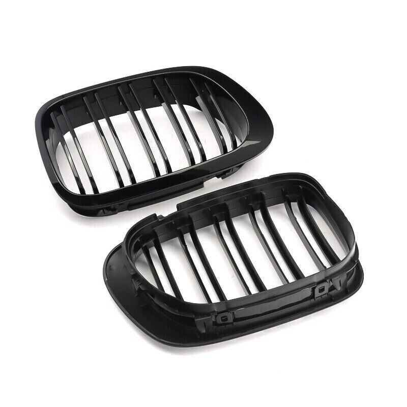 FOR BMW 3 SERIES E46 2 DOOR COUPE M3 GLOSS DUAL SLATS FRONT KIDNEY GRILLE GRILL