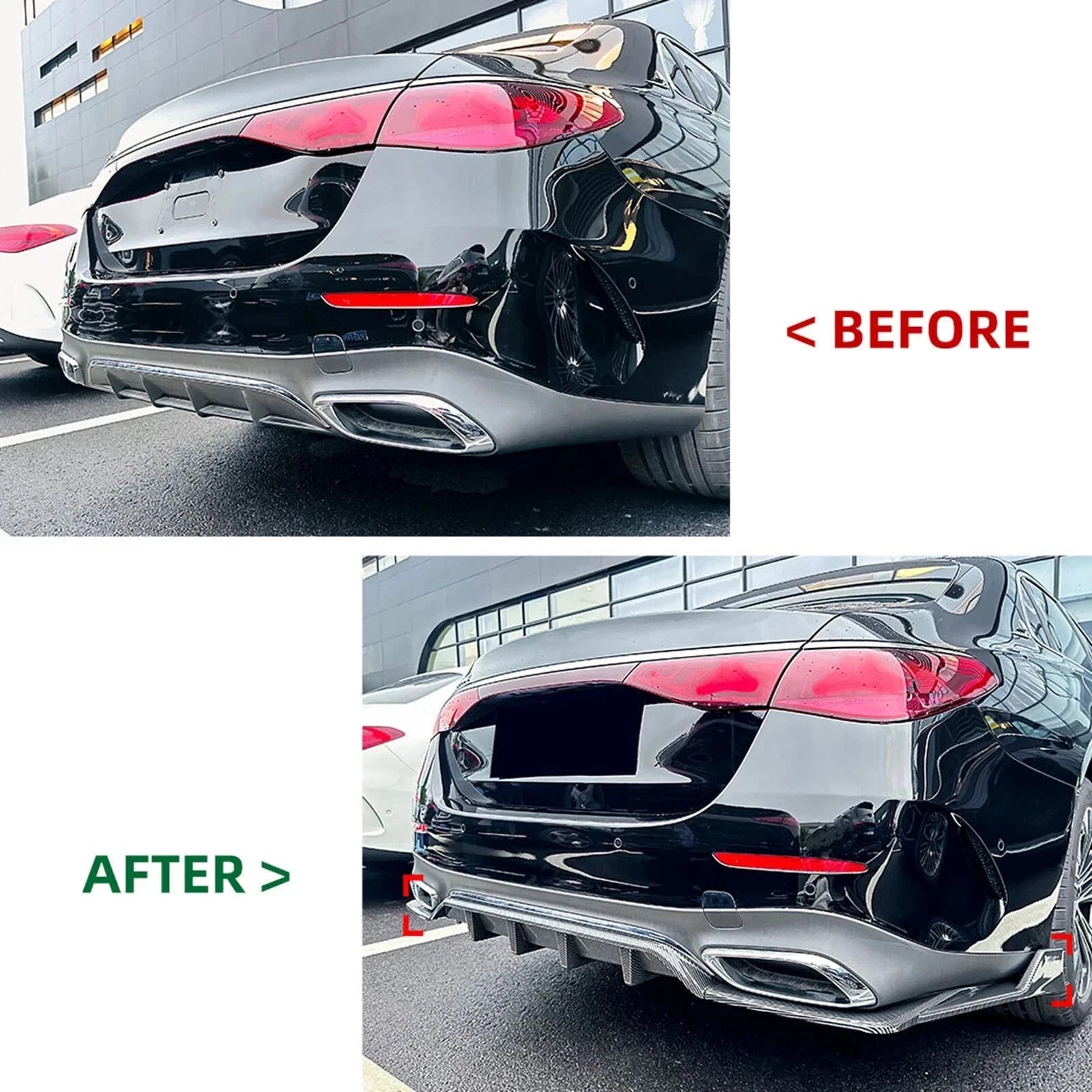 FOR MERCEDES BENZ CLASS W214 S214 REAR BUMPER DIFFUSER LIP KIT GLOSS BLACK 24-25