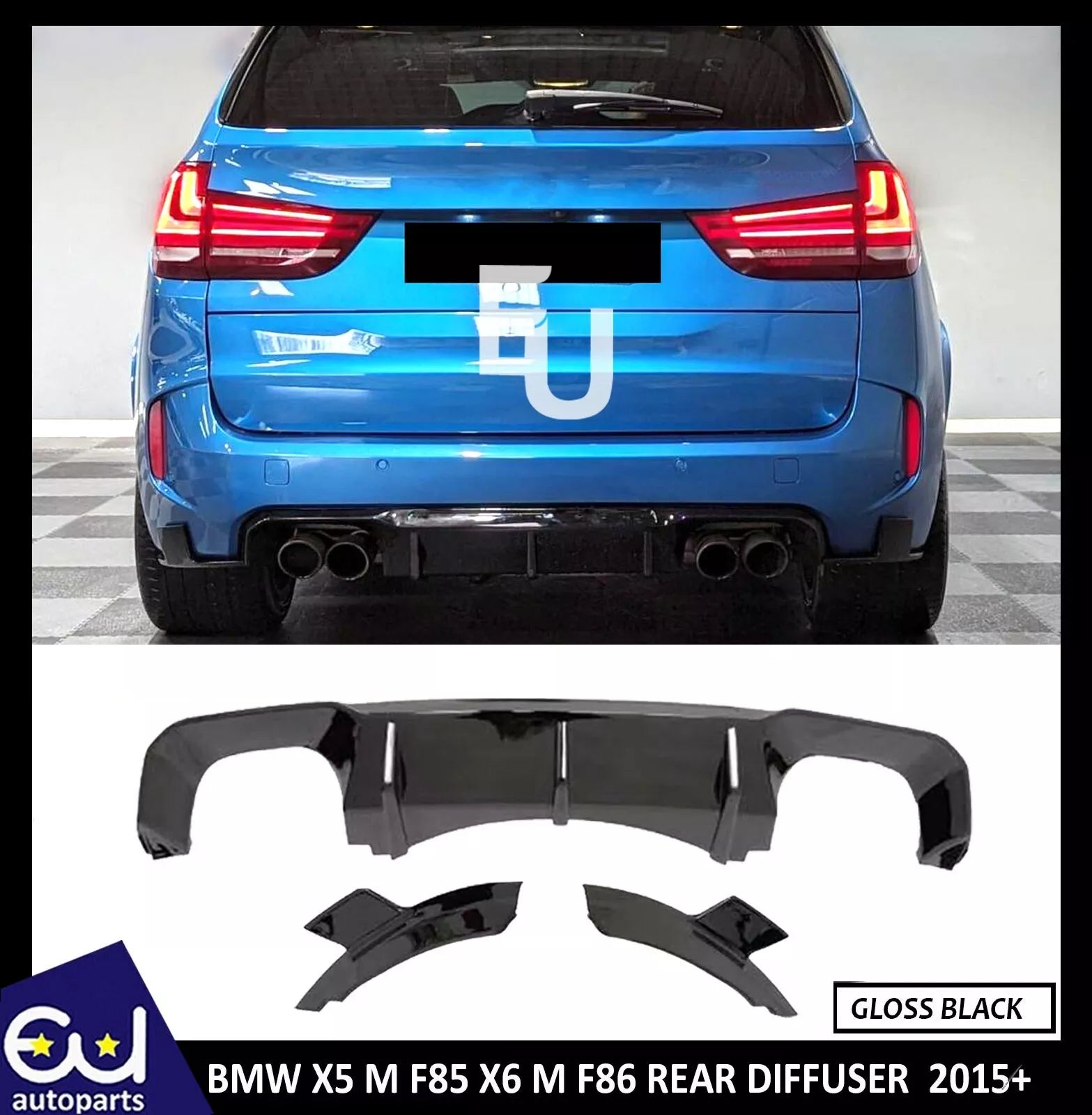 FOR BMW X5 M F85 X6 M F86 REAR BUMPER DIFFUSER SPLITTER VALANCE 3D DESIGN 15+