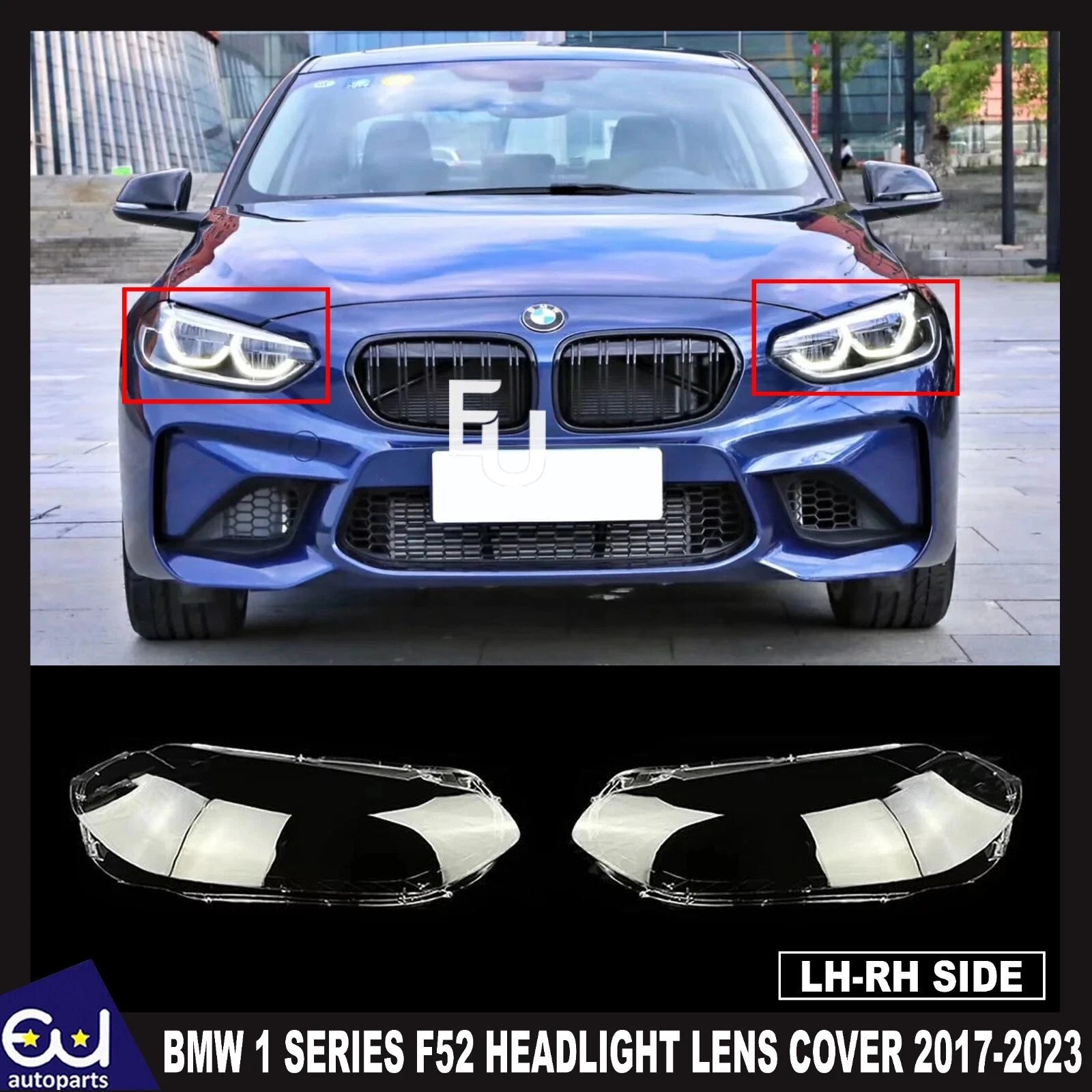 FOR BMW 1 SERIES F52 LEFT RIGHT SET PAIR HEADLIGHT LENS COVER SHELL 2017-2023