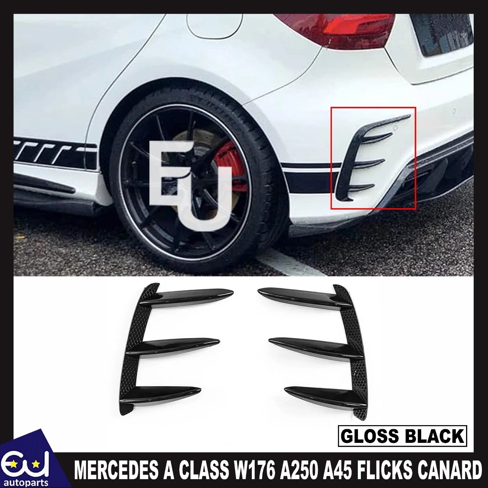 FOR MERCEDES BENZ A CLASS W176 A200 A250 A45 REAR BUMPER SPLITTER CANARD TRIM