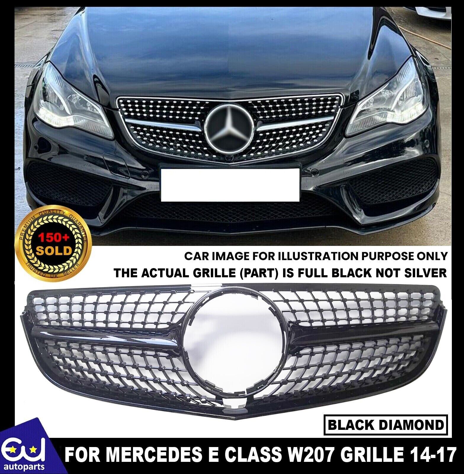 FOR MERCEDES E CLASS COUPE CABRIOLET W207 14-17 FRONT GRILL GRILLE BLACK DIAMOND