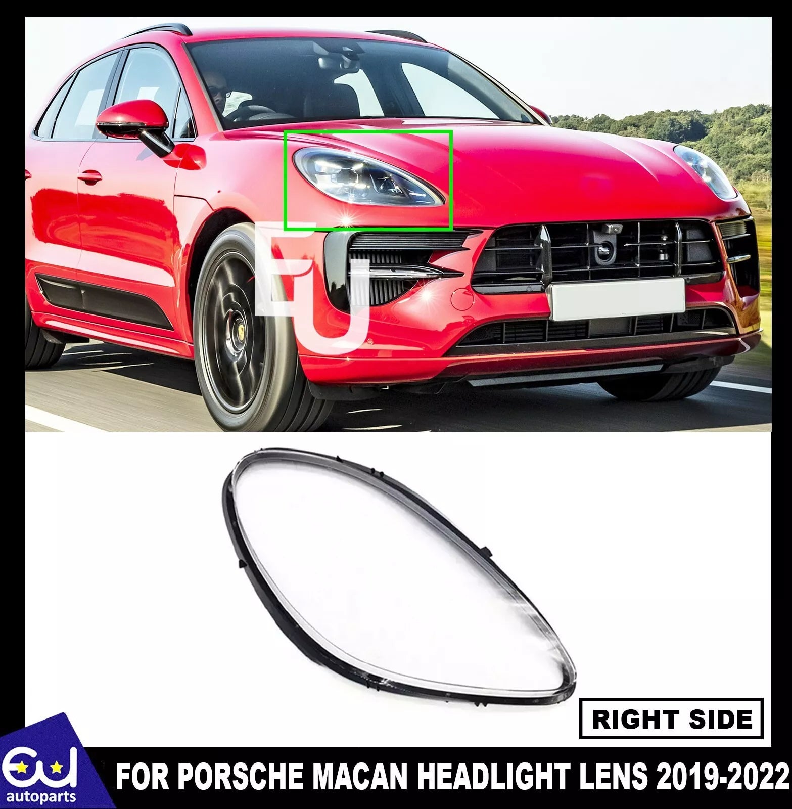 RIGHT DRIVER SIDE HEADLIGHT LENS COVER LAMP FOR PORSCHE MACAN 2019-2022