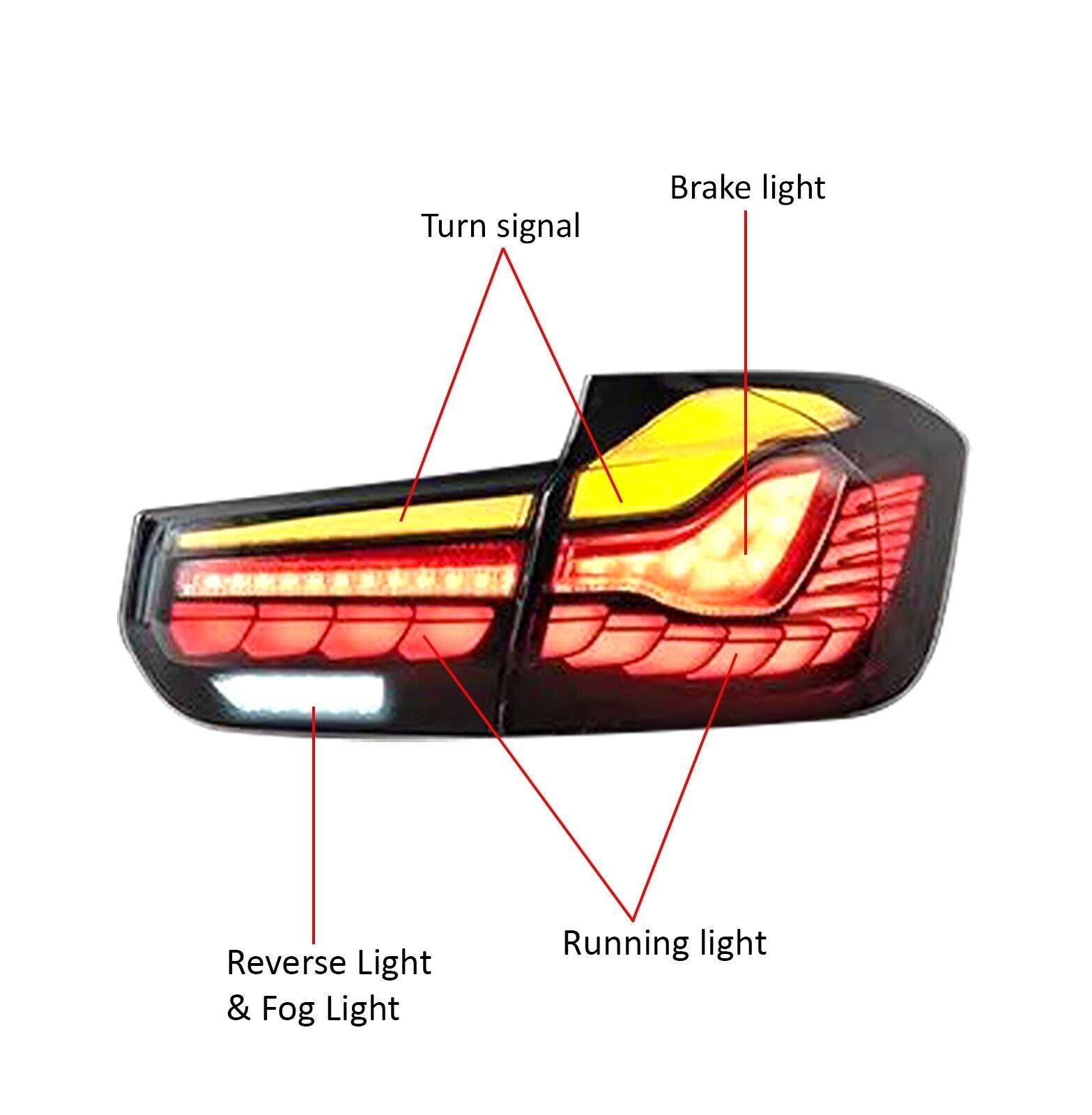 LED TAIL LIGHT SMOKED FOR BMW M3 SERIES F30 F35 F80 SEDAN 2012-18 REAR LAMP SET
