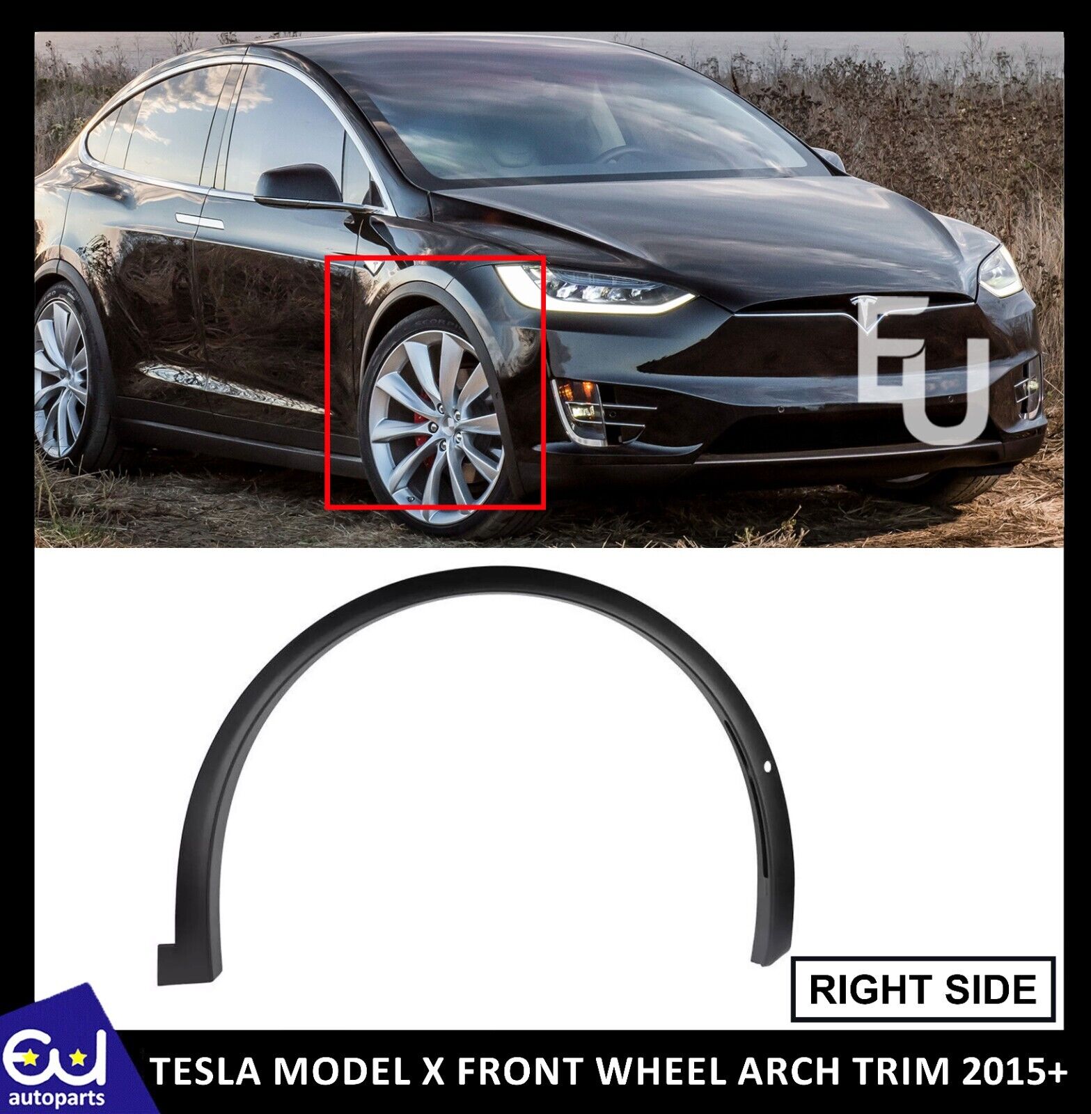 FOR TESLA MODEL X RIGHT DRIVER SIDE FRONT FENDER WHEEL ARCH MOULDING TRIM 2015+