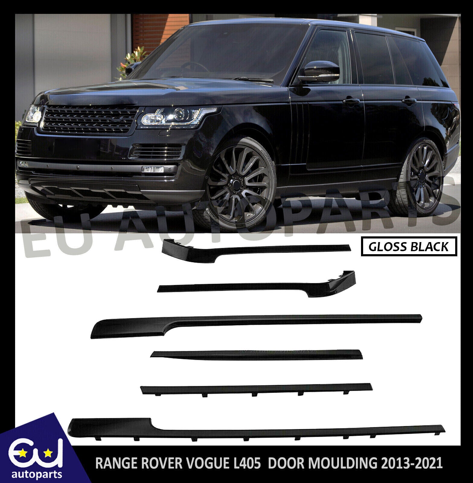 BLACK DOOR TRIM MOULDING FOR RANGE ROVER VOGUE L405 6 PCS GLOSS AUTOBIOGRAPHY