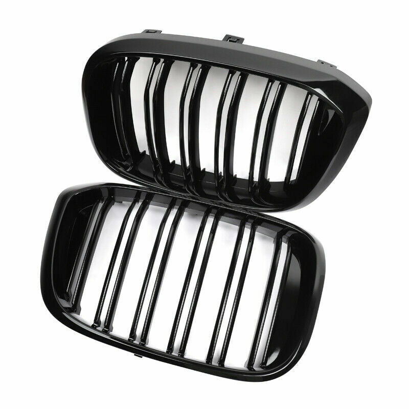 FOR BMW X3 G01 X3M G02 X4 GLOSS BLACK FRONT KIDNEY DUAL GRILLE GRILL 2018-2022
