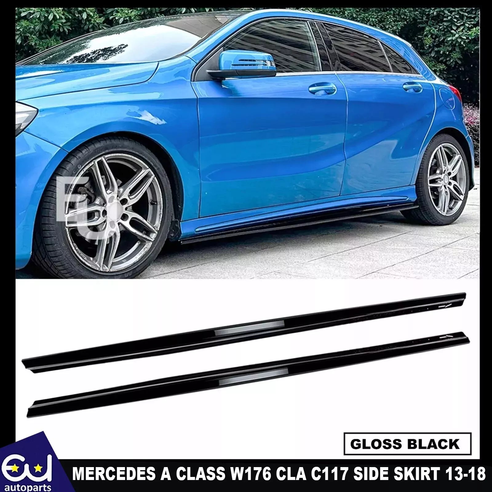 FOR MERCEDES A CLASS W176 CLA C117 SIDE SKIRT HATCHBACK AMG LINE EXTENSION BLADE