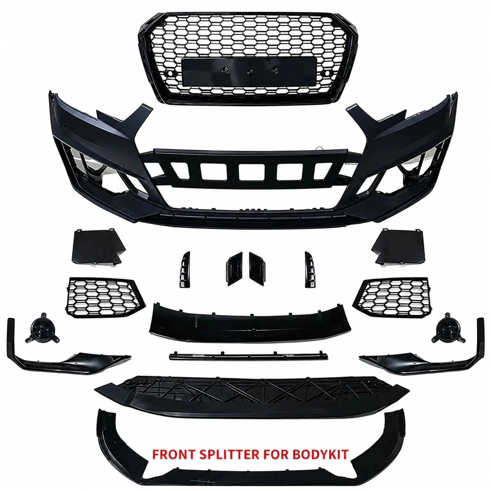 RS4 CONVERSION REAR & FRONT BUMPER BODYKIT SPLITTER FOR AUDI A4 B9 2017-20 SEDAN