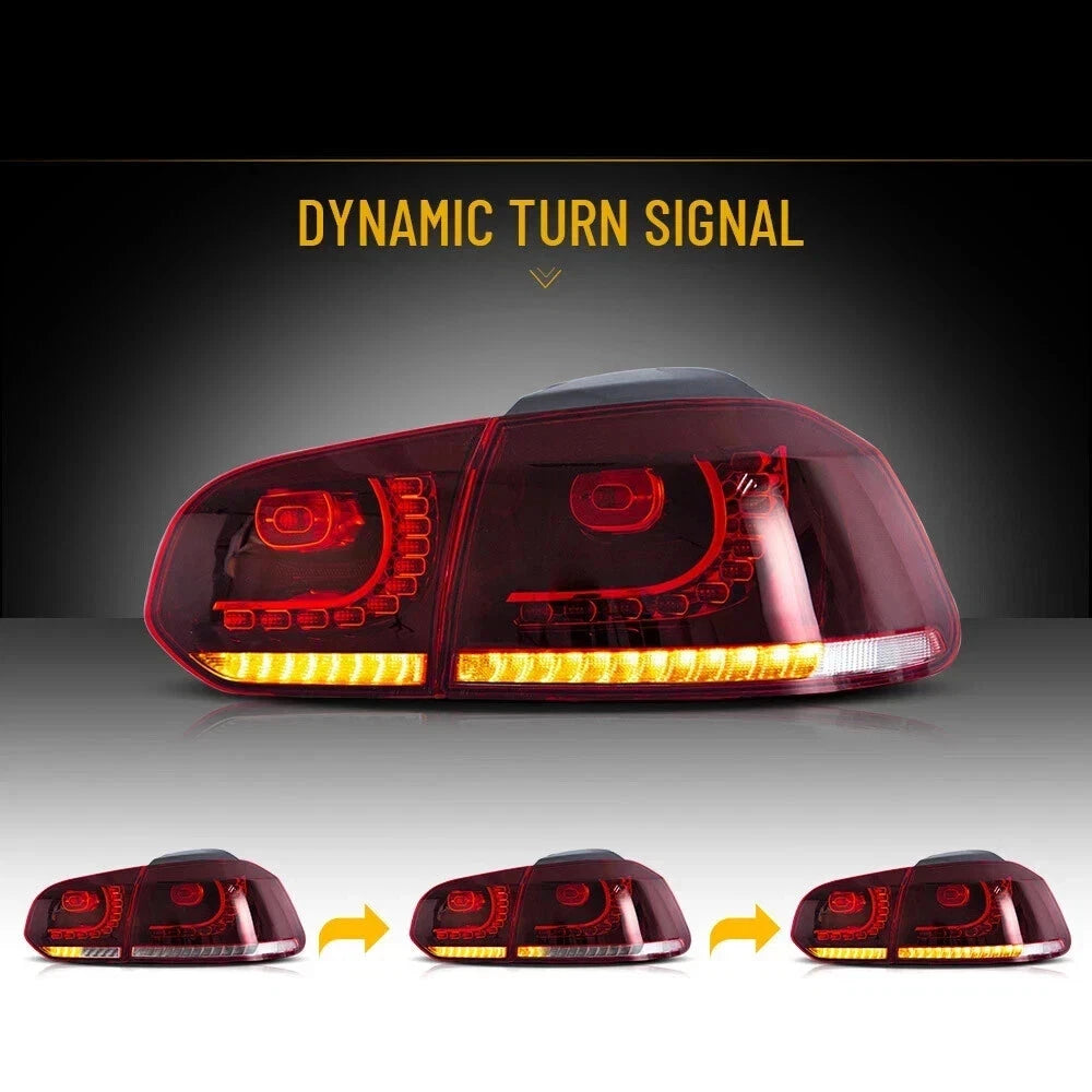 HEADLIGHT SMOKED REAR TAIL LIGHTS LAMP SET FOR VW GOLF MK6 LED 08-13 SEQUENTIAL