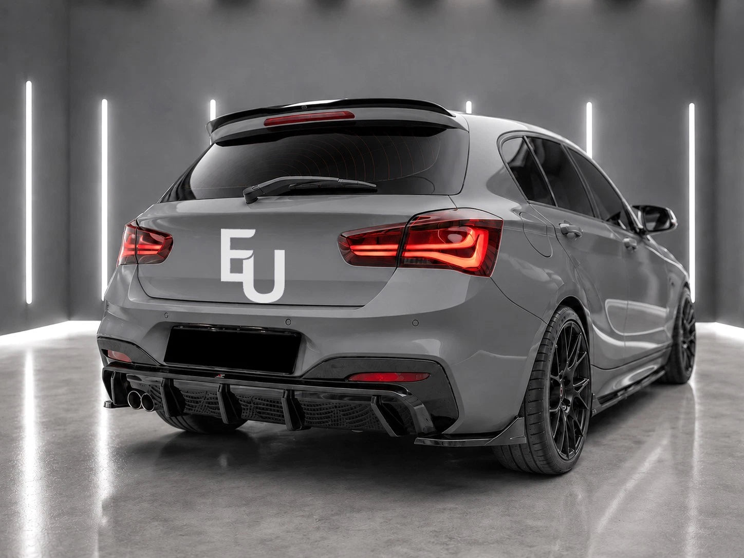 REAR SIDE SPLITTER BUMPER CORNER CANARDS BLACK FOR BMW 1 SERIES F20 F21 15-2019