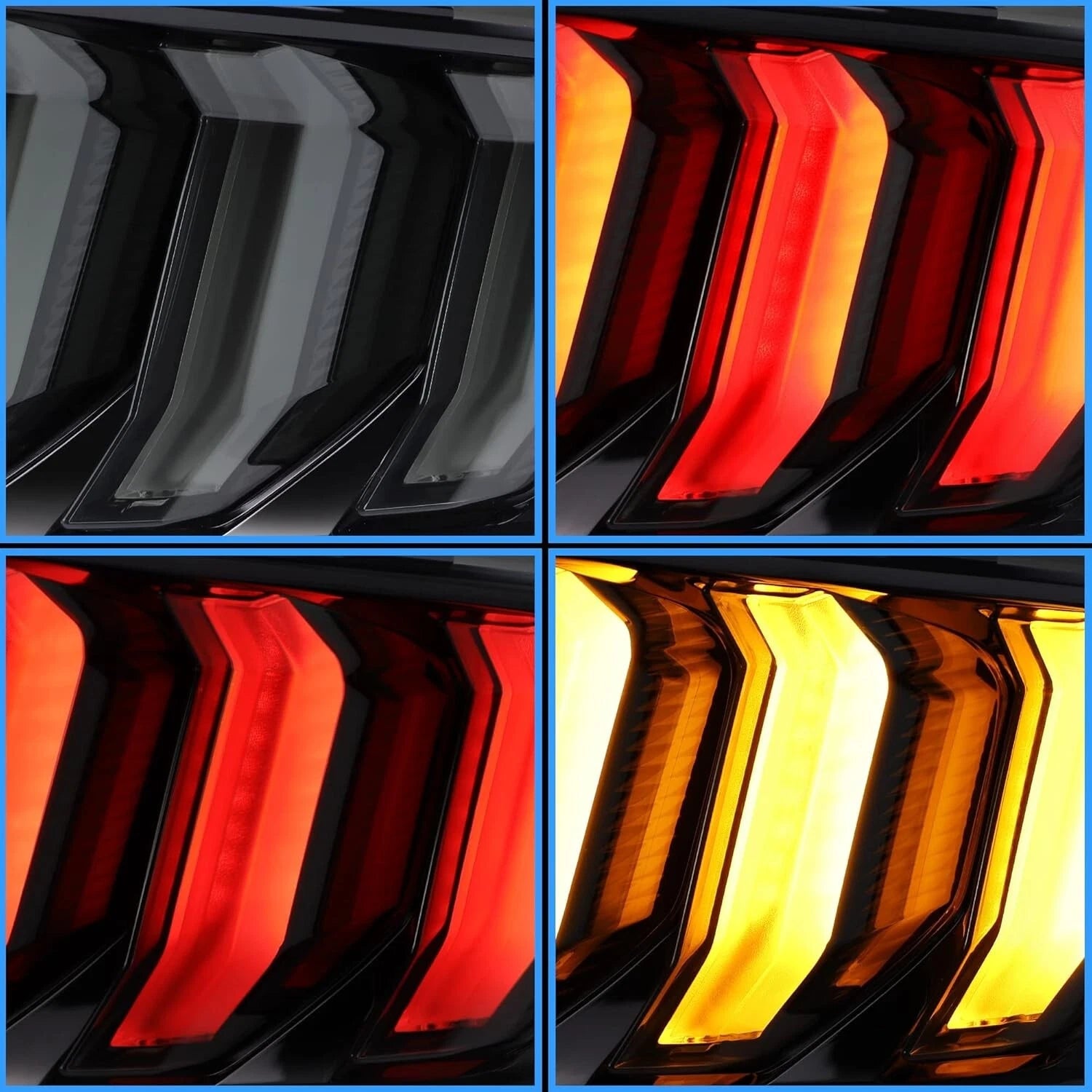 SMOKED LED REAR LIGHTS 5 MODES FOR FORD MUSTANG 2015-2023 W/SEQUENTIAL SIGNALS