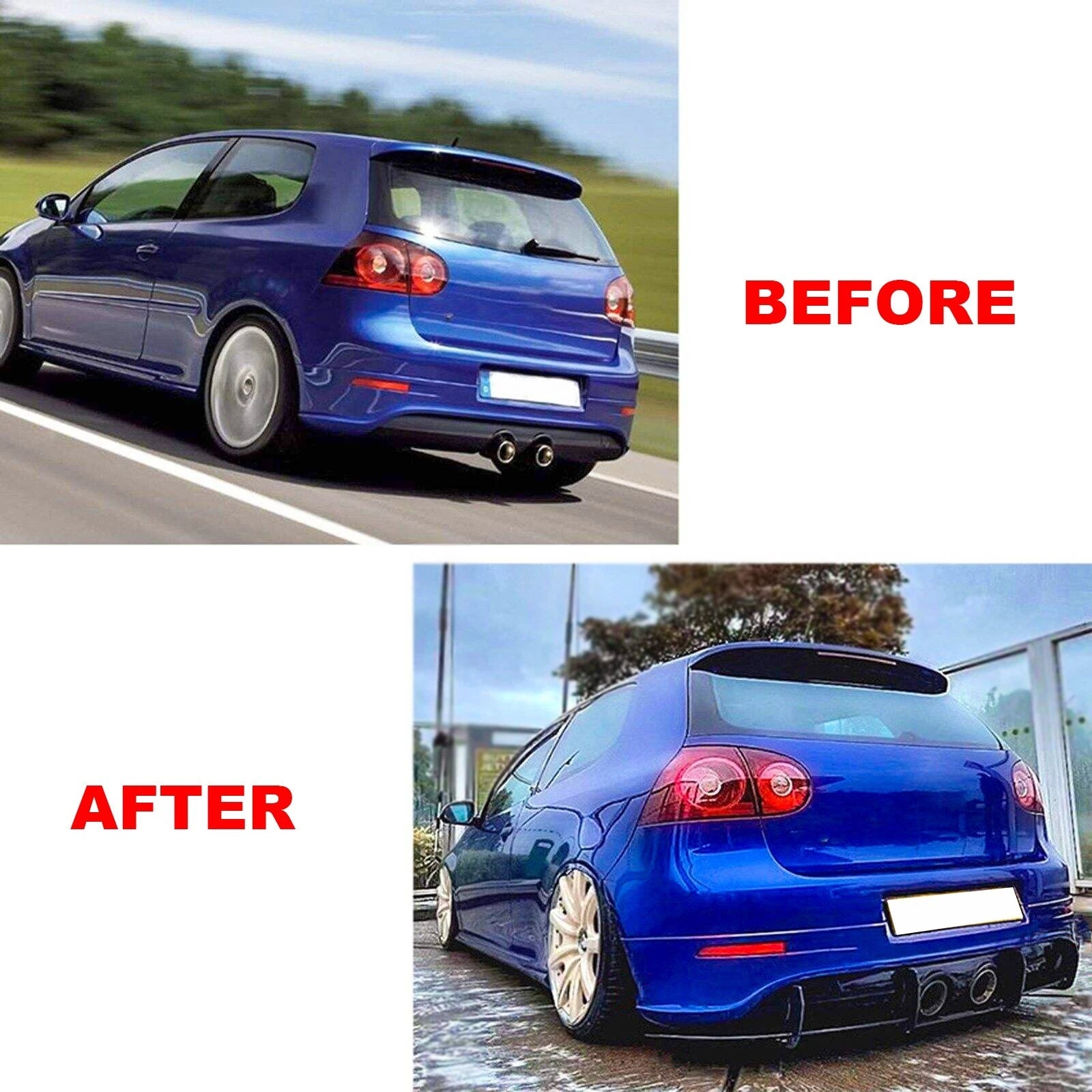 FOR VW GOLF 5 MK5 R32 REAR BUMPER DIFFUSER SHARK FIN 2005-2008 GLOSS BLACK