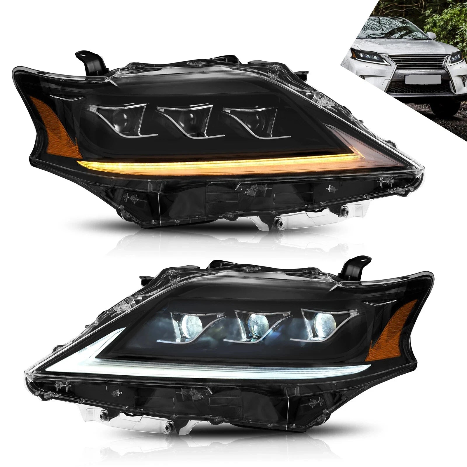 FULL LED HEAD LIGHT LAMP FOR LEXUS RX 350 450H WITH BLUE DRL SEQUENTIAL 13-2015