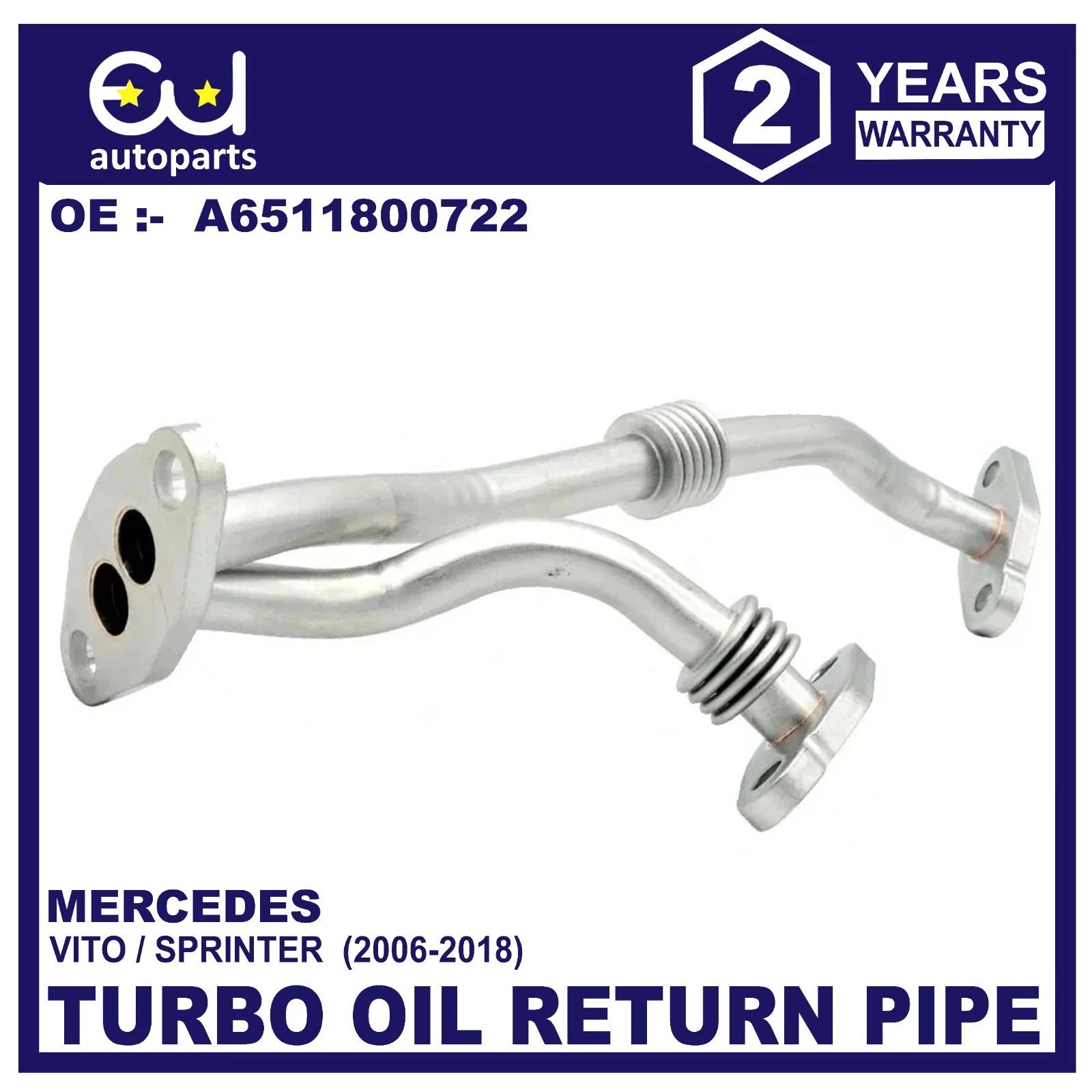 FOR MERCEDES VITO / SPRINTER OM651 TURBO OIL RETURN PIPE A6511800722 2006-2018