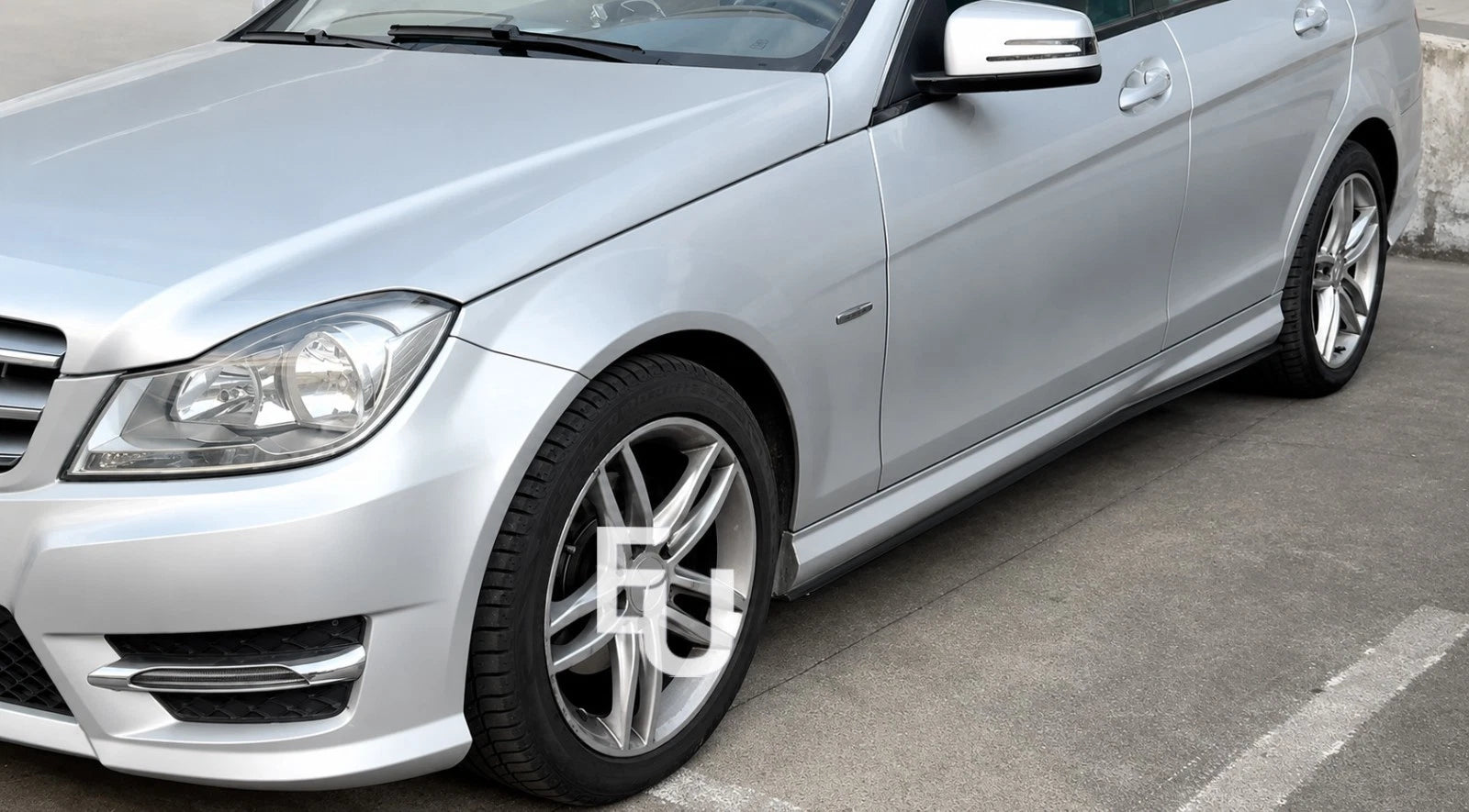 FOR MERCEDES C CLASS W204 C204 S204 SIDE SKIRT EXTENTION GLOSS BLACK 2007-2014