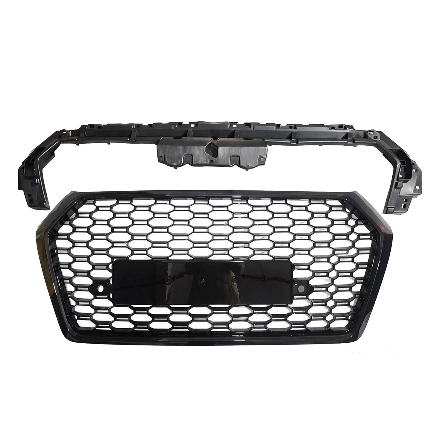 'RSQ5 STYLE' FRONT BUMPER HONEYCOMB GRILLE GLOSS BLACK FOR AUDI Q5 SQ5 FY 17-20