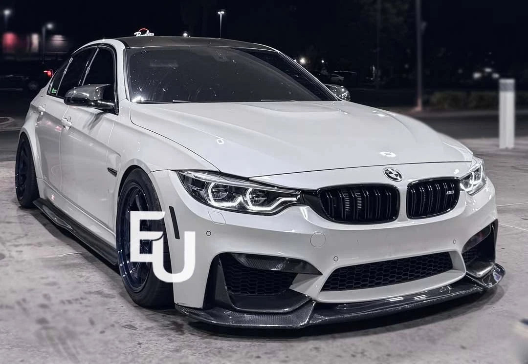 FOR BMW M3 M4 F80 F82 SIDE SKIRTS EXTENSION BLADE LIP CARBON LOOK 2013-2018  FIT