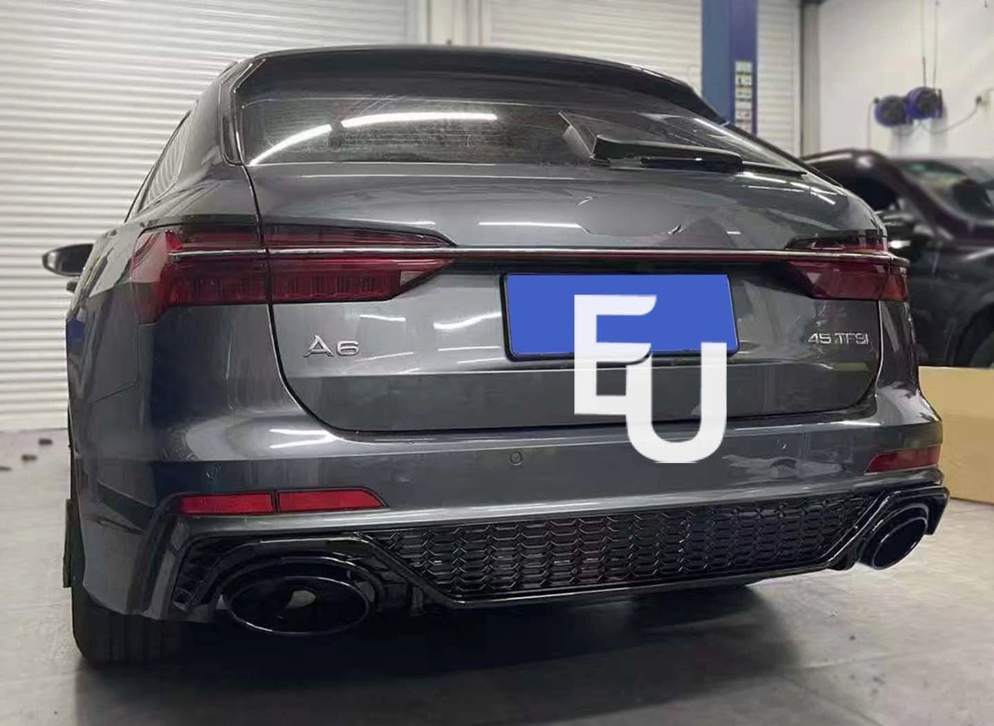 FOR AUDI A6 S6 C8 4K RS6 LOOK REAR BUMPER DIFFUSER SEDAN AVANT WITH PIPES 2019+
