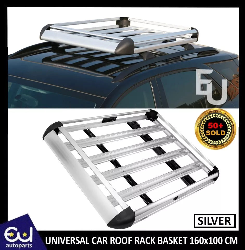UNIVERSAL CAR ROOF RACK BASKET TRAY LUGGAGE CARGO CARRIER ALUMINIUM SI