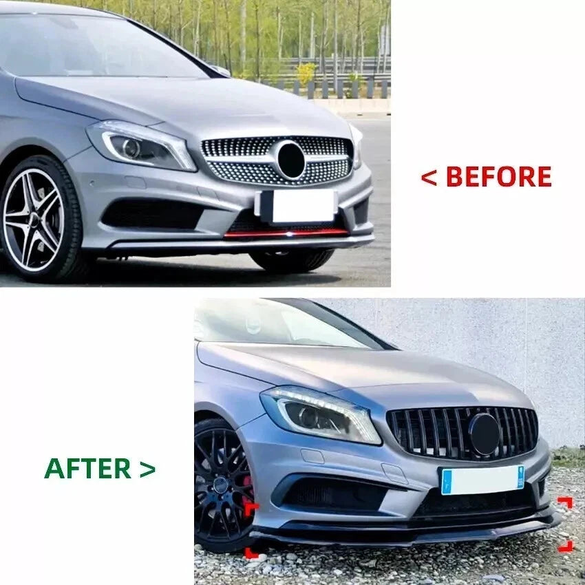 FOR MERCEDES BENZ W176 A45 AMG FRONT BUMPER SPLITTER SPOILER LIP GLOSS BLK 12-18