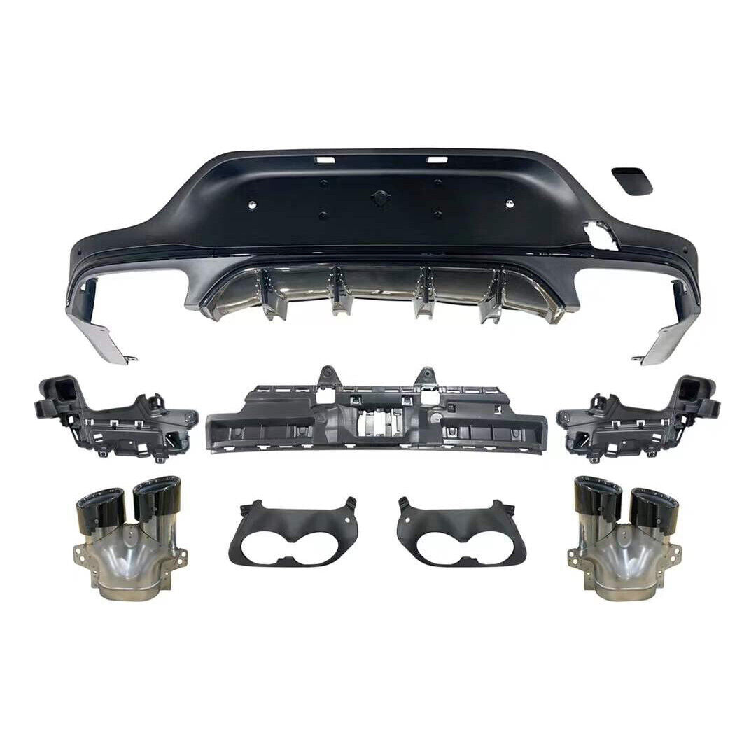 REAR DIFFUSER & BLACK PIPES FOR MERCEDES GLC C253 COUPE AMG GLC43 STYLE 2016+