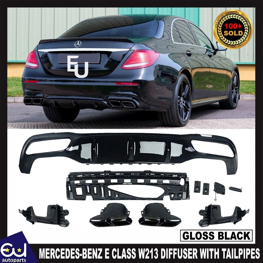 REAR BUMPER DIFFUSER W/ TAILPIPES FOR MERCEDES-BENZ E CLASS W213 SALOON E63 LOOK