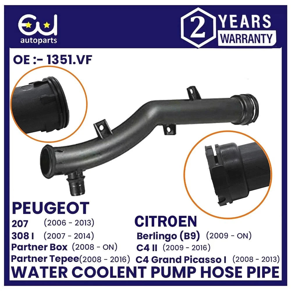 FOR PEUGEOT 207 208 307 308 CITROEN C3 C4 DS3 1.4 1.6 BY PASS WATER HOSE PIPE