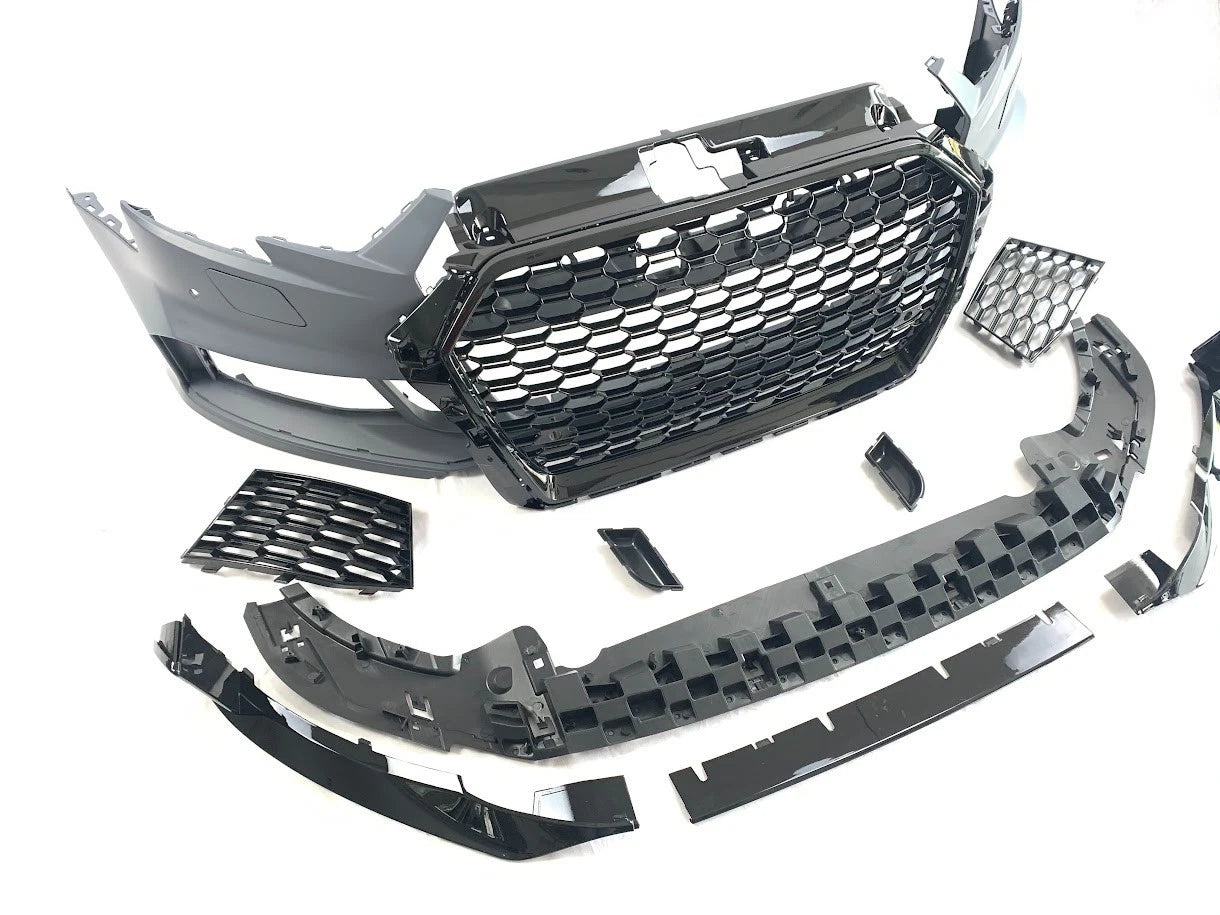 FRONT BUMPER RS3 STYLE LOOK CONVERSION FOR AUDI A3 SEDAN 8V 2016-2020 W/SPLITTER